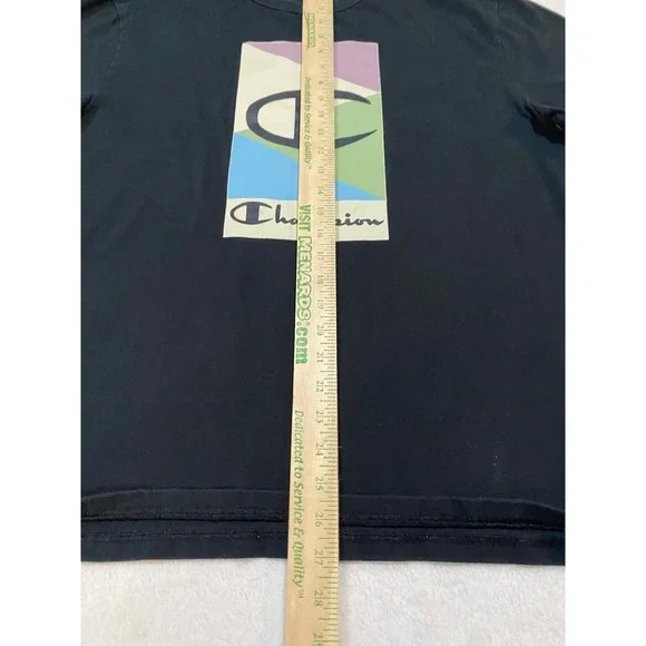 Champion Mens Graphic T-Shirt Black Large Cotton Short Sleeve T1919G BKC - Picture 3 of 8